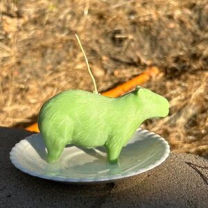 Green handmade candle- capybara candle